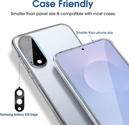 amFilm (2+2 Pack) OneTouch Compatible with Samsung Galaxy S25 Edge (2025), Tempered Glass Screen Protector, 9H Hardness with Tempered Glass Camera Lens Protector, Easiest to Installation