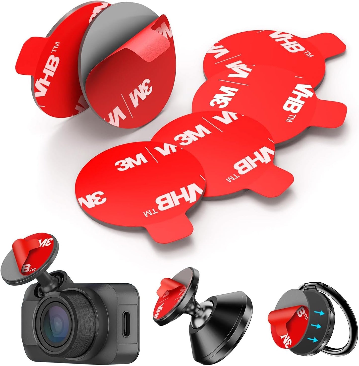 6Pcs Double Sided Adhesive Tape Replacement for Dashboard Car Magnetic Mount, 25mm(0.98in) Round Heat Resistant 3M Sticky Pad for Phone Ring Holder, Mini Dash Cam, Super Self Adhesive Mounting Sticker