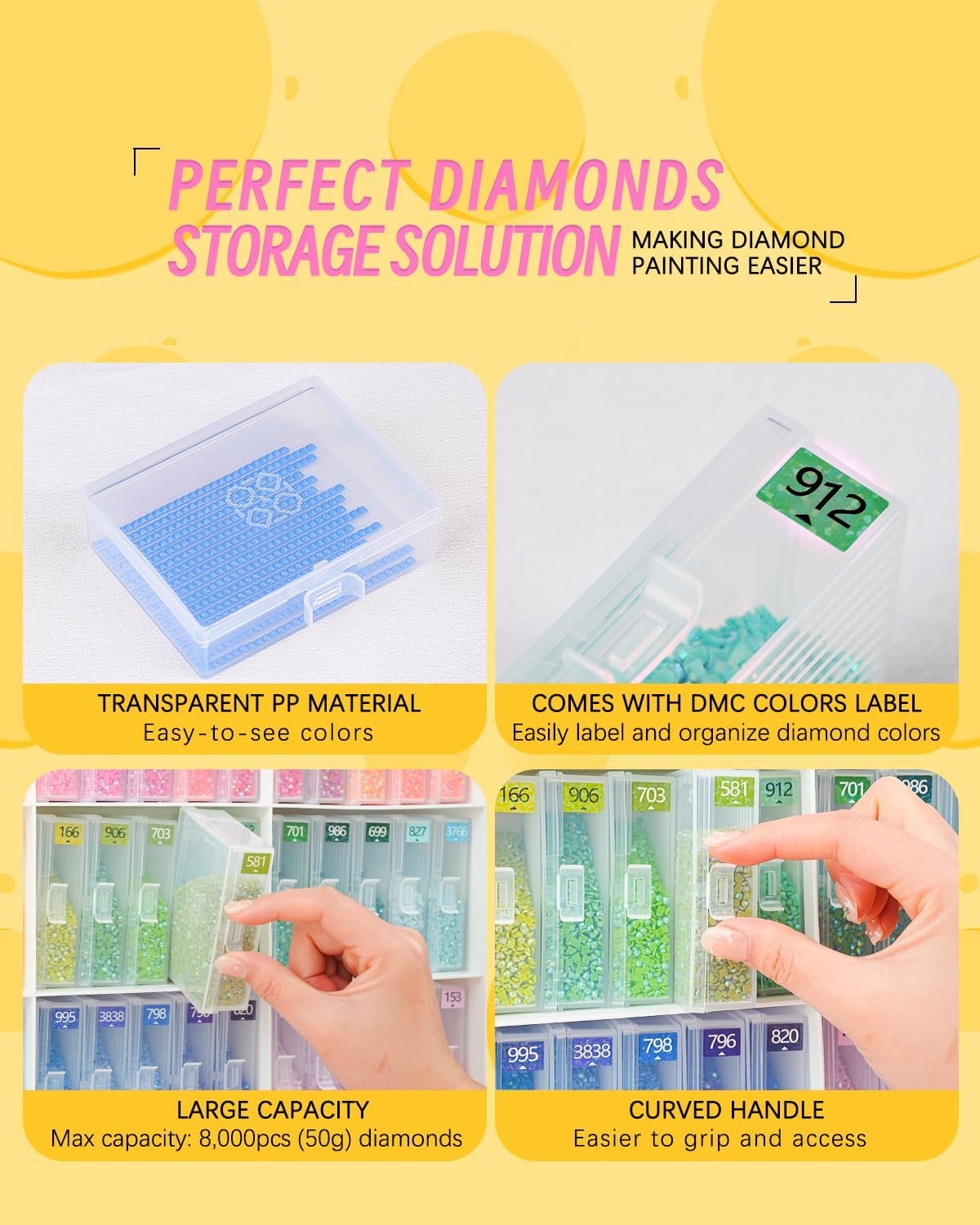 Forever Young 60pcs Diamond Art Storage Containers Trays & Stand, Diamond Painting Accessories, 2-in-1 Diamond Art Trays & Storage, Non-Foldable, Adults