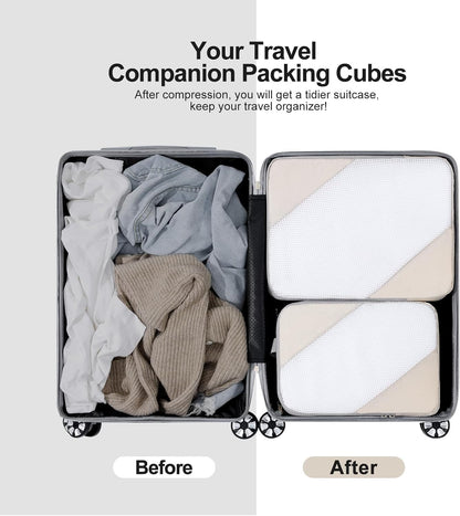 DIMJ Travel Suitcase Organizer, Travel Set Useful Accessories Organizer for Suitcases Travel Kit, Beige-Compression
