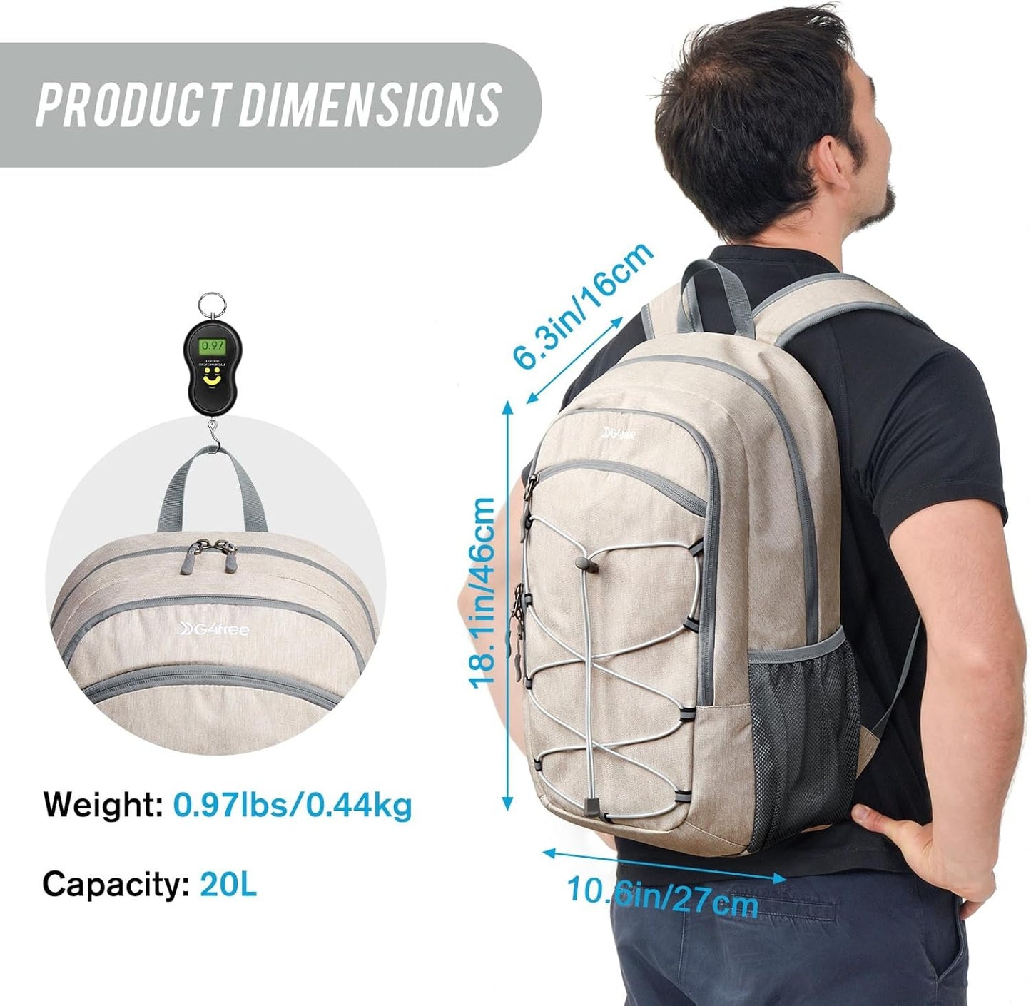 G4Free 12/20L Mini Hiking Daypack, Small Hiking Backpack Compact Outdoor Shoulder Backpack for Travel Cycling