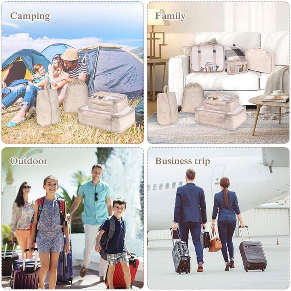 Yajuyi Travel Packing Cubes Set for Efficient Luggage Organization, beige