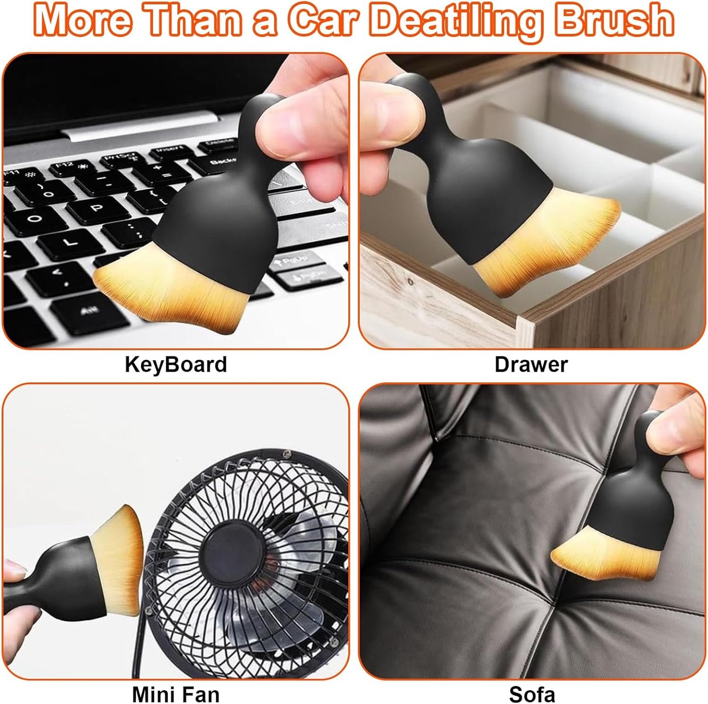 MAEZOE 4-Pack Automotive Interior Dusting Brush with Protective Case, Car Interior Accessories Cleaning Soft Brushes for Interior, Home, Office, Scratch-Free PP Material