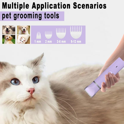 Veeconn Dog Grooming Clippers Kit-Electric Rechargeable Cat Trimmer Tools-Cordless Quiet Pet Nail Paw Grinder-4 in 1 Multifunctional Low Noise Shaver-Razor For feet Face Ears Toenail eye