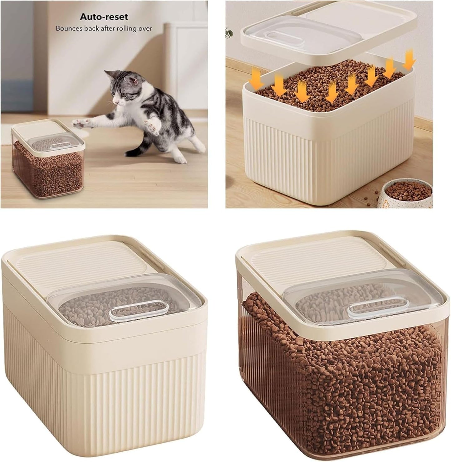 Airtight Dog Food Storage Container with Measuring Cup, Clear Pet Food Storage Bins, Up to 30 lbs, Large Pet Dry Foo𝖽 Storage Bins for Dog Cat Bird and Other Pe𝗍 Foo𝖽 (Clear,Large)