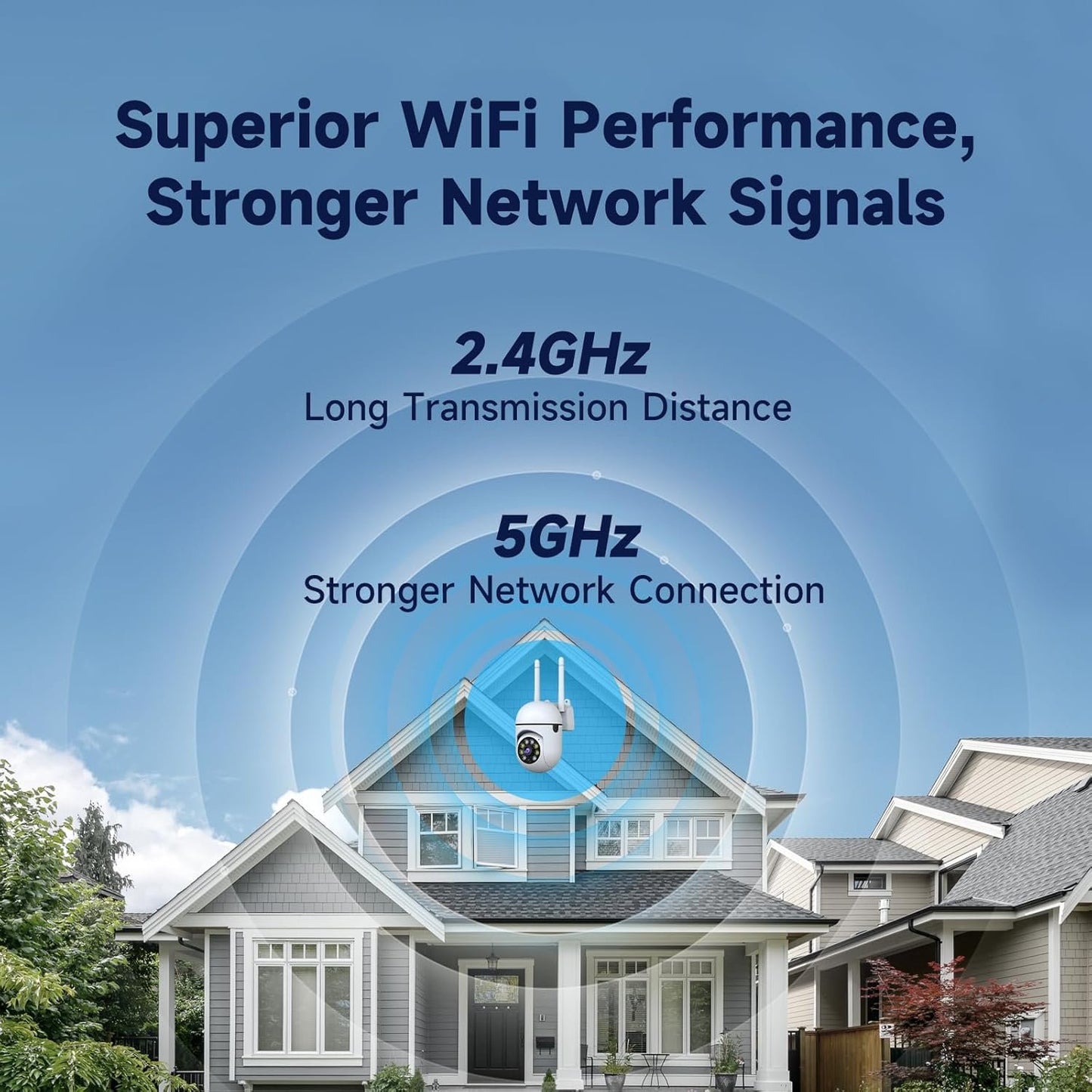1080P Outdoor Security Camera Wired, 2.4G/5G WiFi Home Surveillance Cam with 360° Pan/Tilt, Color Night Vision, Motion Detection, 2-Way Audio, SD/Cloud Storage, Compatible with Alexa