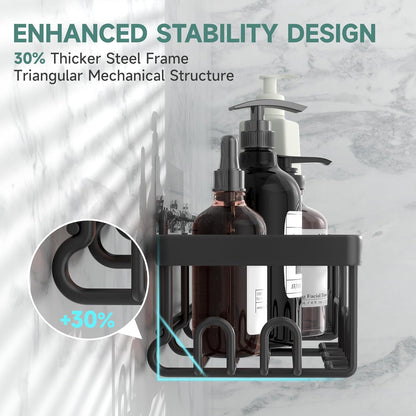 Veken Stainless Steel Shower Caddy 6-Pack, No Drilling & Rustproof, Waterproof Adhesive Shelves Rack with Soap Holder, Large Capacity Bathroom Organizers and Storage, Wall-Mounted Kitchen & Home Decor