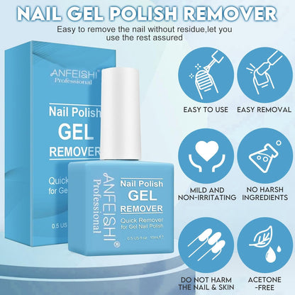 Semi-Permanent Nail Polish Remover 15 ml, Semi-Permanent Nail Remover with 2 ml Nail Care Pen, Cuticle Pusher and File, Nail Polish Remover in Gel, Quickly Polish in 3-5 Minutes