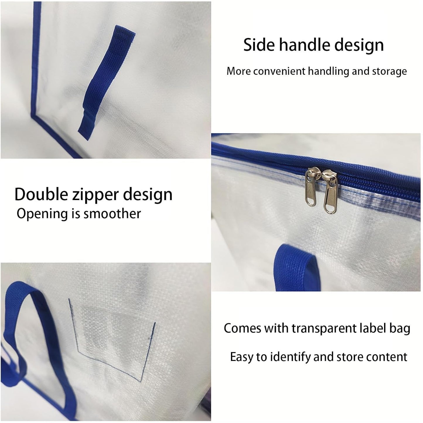 Large Moving Bags, Zippered Waterproof Totes, 27.17 x 14.96 x 15.75 Inches Heavy-Duty Storage Clothes, Transparent Packing Pouches for Easy Organization, Transparent Packing Pouch