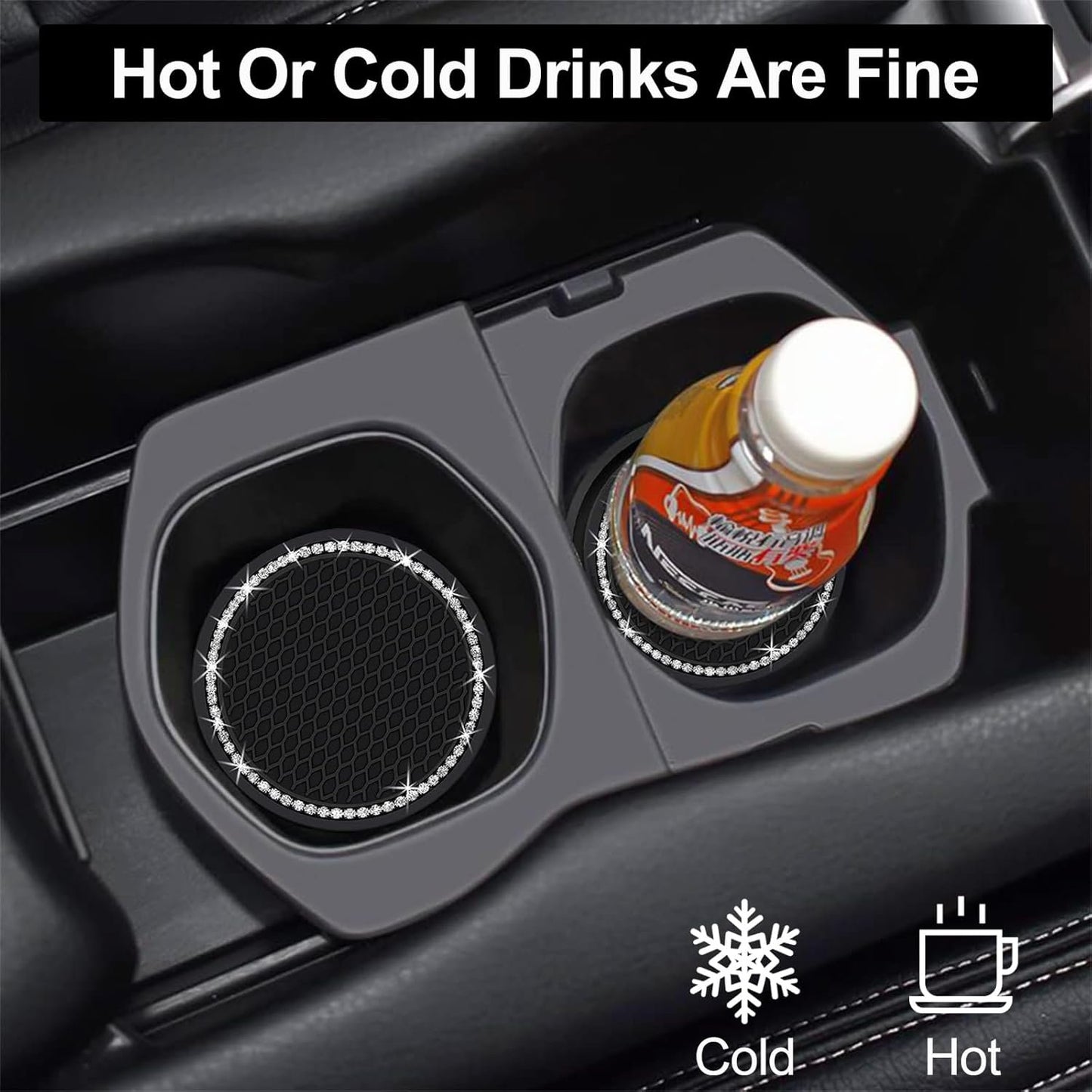 Upgraded Car Cup Holder Coaster, 4pcs Car Cup Expanding Holder Adapter Insert Coaster Car Drink Extender Auto Interior Accessories for 2.75" Mug Cup/Bottle Mat