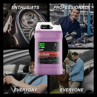 3D LVP Interior Cleaner - Removes Dirt, Grime, Grease, Oil & Stains from Leather, Vinyl & Plastic - Great for Seats, Steering Wheels, Door Panels, Dashboards - Car, Office, Home Use - 1 Gallon