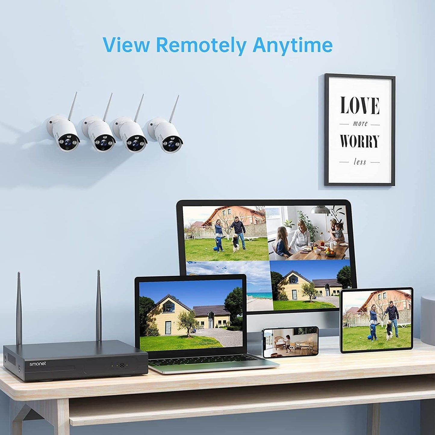 Wireless Security Camera System,SMONET 1080P 8 Channel Home Surveillance DVR Kits with 4pcs 2MP Full HD Cameras 1TB HDD Night Vision Motion Detection Free App for Indoor Outdoor 24/7 Video Recording