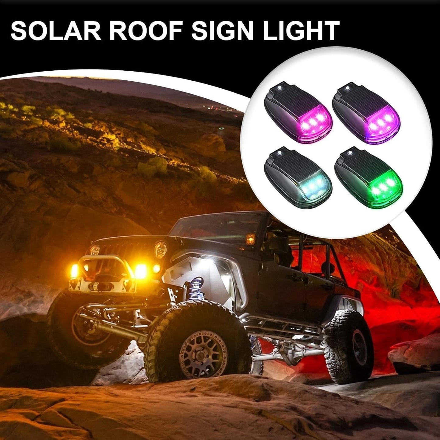 Generico Solar Powered Cab Lights, Roof Marker Lights for Trucks, Smart Sensing Solar LED Lighting, Weatherproof Durable Accessories, For Motorcycles, Vehicles, Outdoor Use