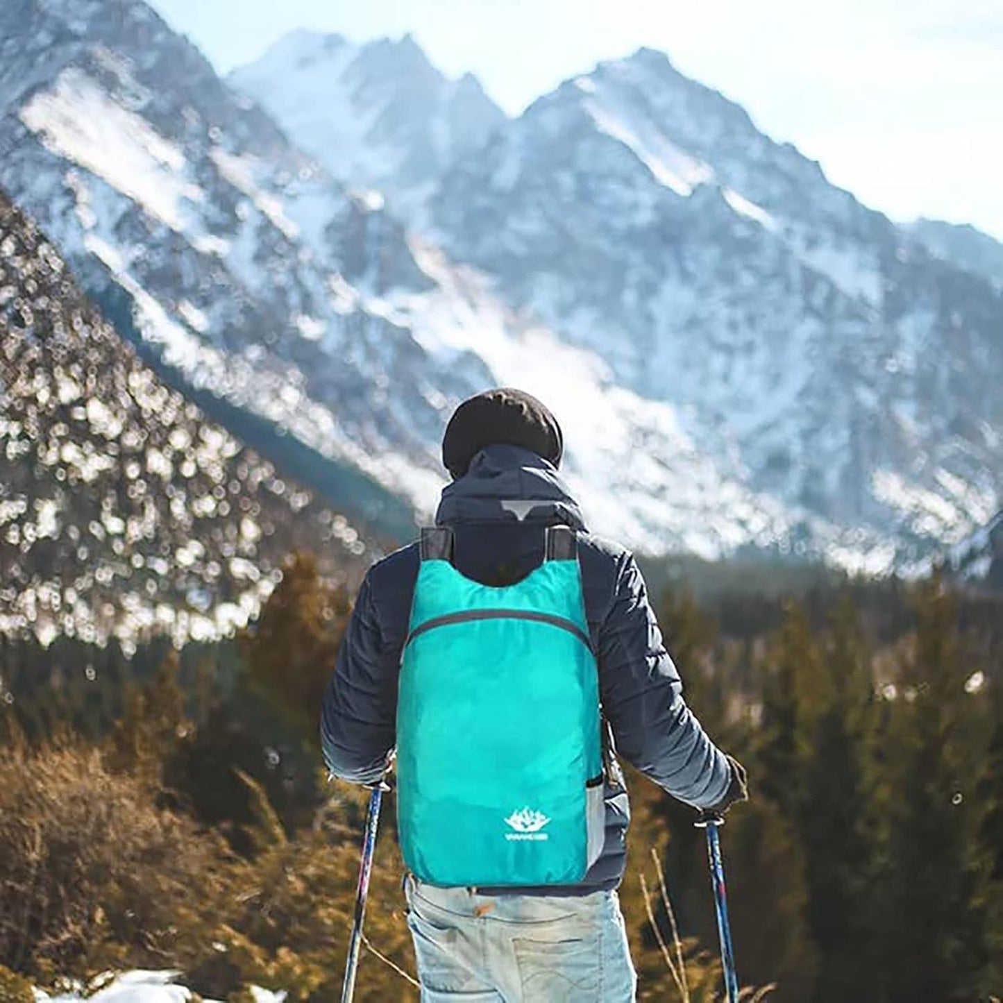Hiking Daypack Ultralight,Water Resistant Lightweight Packable Backpack,Daypack Foldable,Folding Daypack for Travel Camping Outdoor,Folding Sports Backpack,Packable Hiking Backpack,Blue
