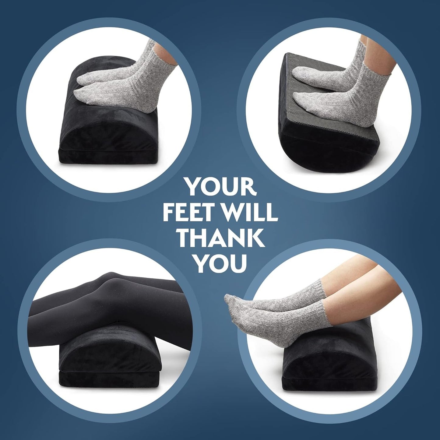 Sky Solutions Under Desk Foot Rest - Memory Foam, Ergonomic, Adjustable Footrest Cushion for Office Chair, Gaming Stool - Work from Home Essentials & Desk Accessories