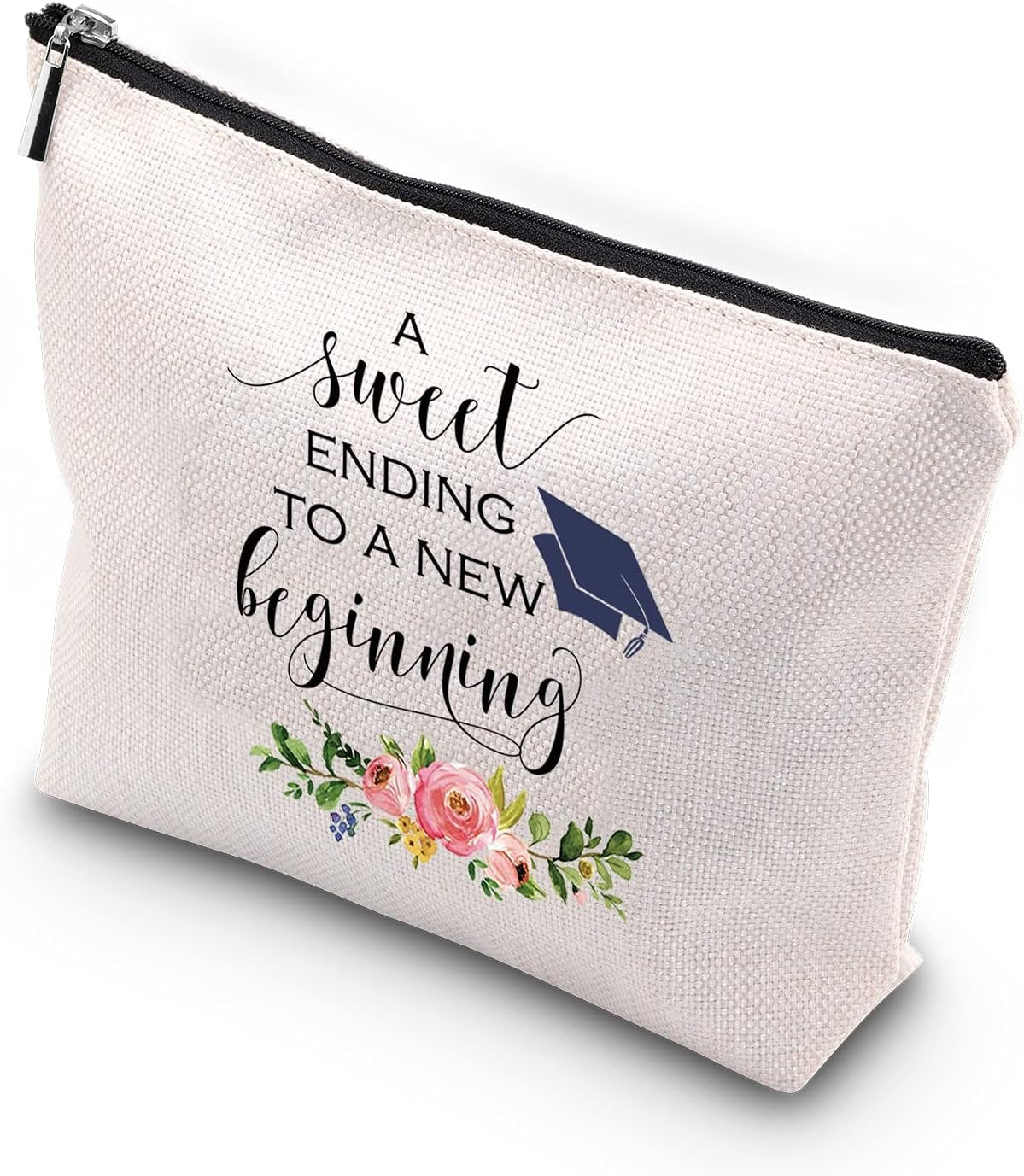 WCGXKO Graduation Gift A Sweet Ending to A New Beginning Zipper Makeup Bags Travel Toiletry Bag Accessories (A Sweet Ending CA)
