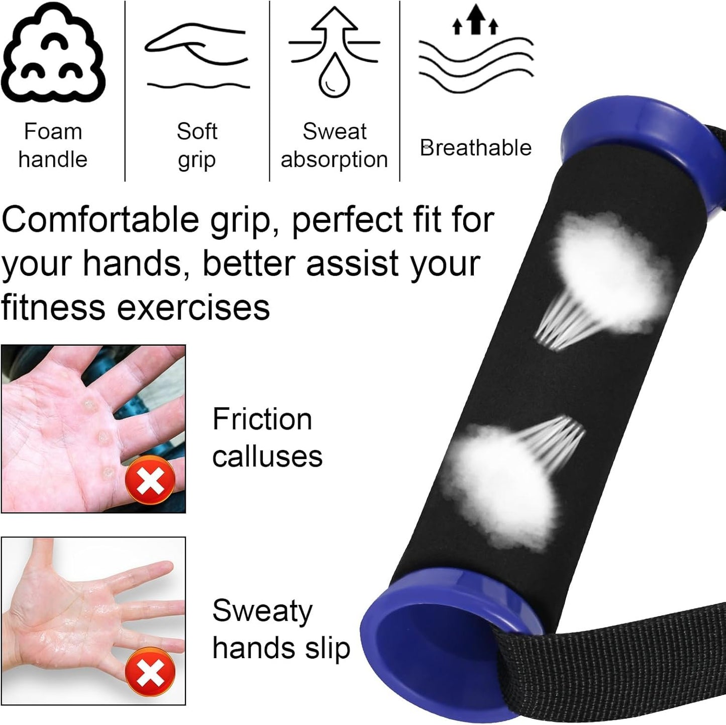 2pcs Heavy Duty Exercise Handles, Workout Resistance Band Handles, Thicken Tricep Cable Machine Handles, Pull Attachments Home Gym Accessories for Weight Machine Fitness Equipment Pulley System