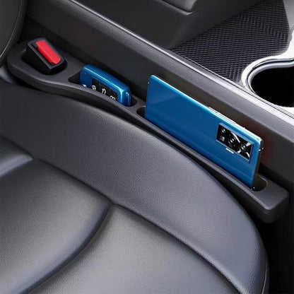 Car Seat Gap Filler of 2, Soft Foam Multifunctional Seat Side Gap Filler with Phone Holder Organizer Fill The Gap Between Seat and Console Stop Things from Dropping Drop Blocker (Black)