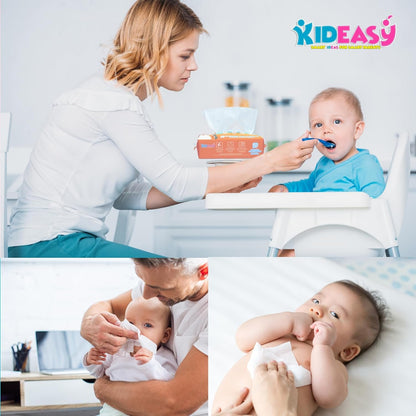 KidEasy Dry Wipes | Ultra-Soft 100% Cotton Baby Wipes | Chemical-Free & Unscented | Wet or Dry Use | Gentle on Sensitive Skin | Strong & Highly Absorbent (6 Pack - 600 Count)