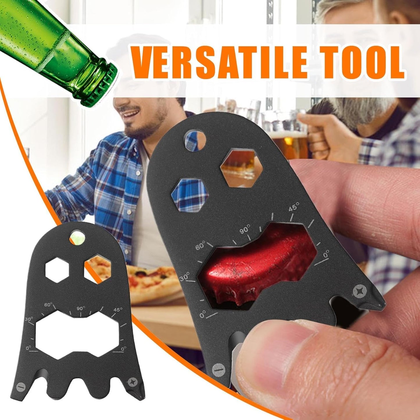 Soda Can Opener, Stainless Steel Ghost Shape Safety Opener, Multifunctional Portable Kitchen Gear, Easy Lid Removal Tool, Ideal for Travel, Home, Picnic, Camping, 2.2x1.57 inches