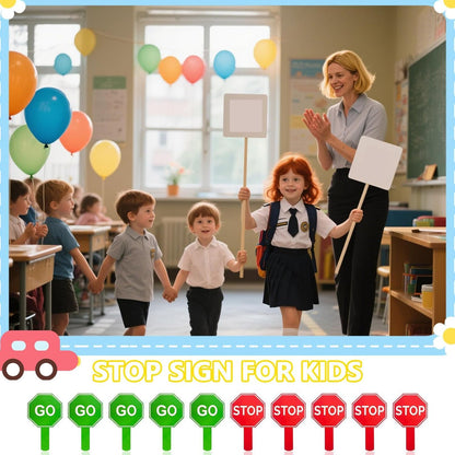 Stop and Go Sign, Traffic Control Paddle, Double-Sided Warning Board, Waterproof with Handle, 10-Pack, Safety Tool for Parking, School Zones, Kids Activities and More