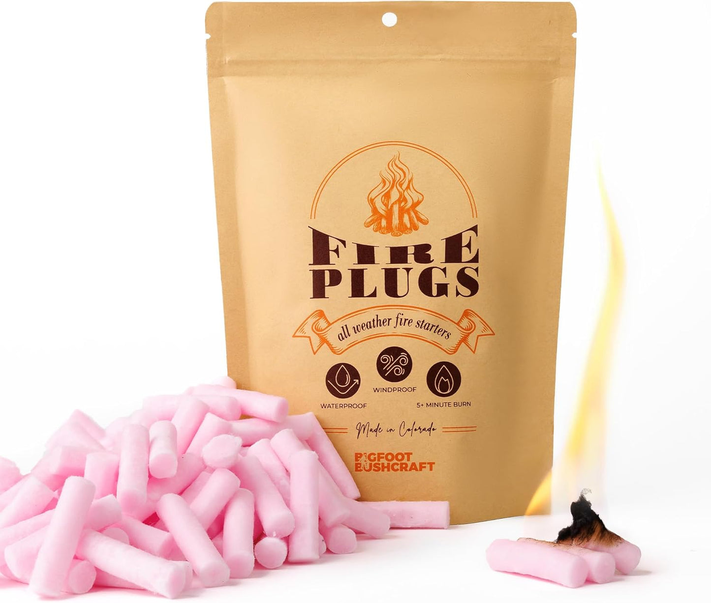 Non-Toxic Waterproof Fire Starters with 5+ Minute Burn for Emergencies, Survival, Campfires, Fire Pits, Grills - Made in The USA - 50 Pack