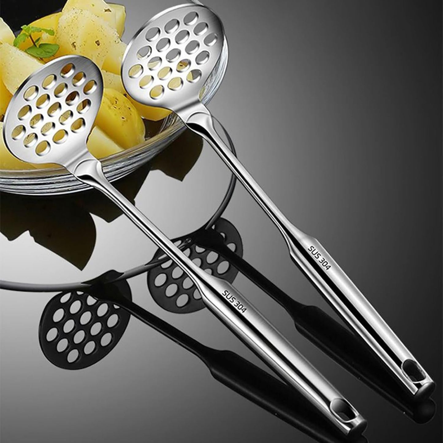 Metal Potato Masher - Beans Smasher,Metal Kitchen Tool Baby Food Meat Non-Slip Masher Rust-Proof for Cooking Prep