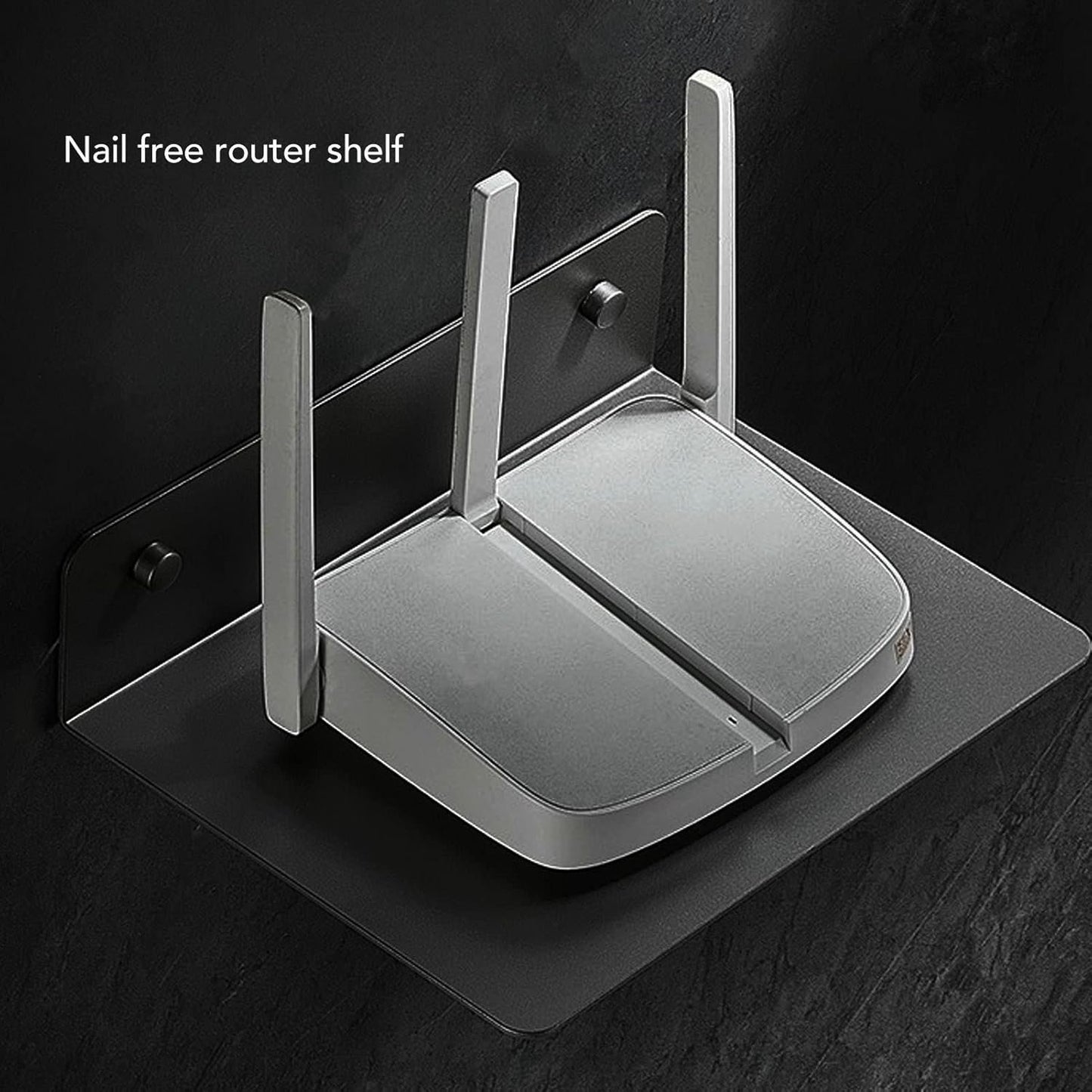 ElgnAura Floating Shelf for WiFi Router, Stainless Steel Wall Mount Shelf, Small Wall Shelf for Modem, Gaming System & Streaming Media Device