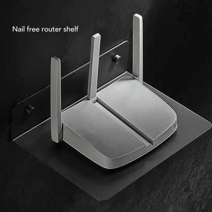 ElgnAura Floating Shelf for WiFi Router, Stainless Steel Wall Mount Shelf, Small Wall Shelf for Modem, Gaming System & Streaming Media Device