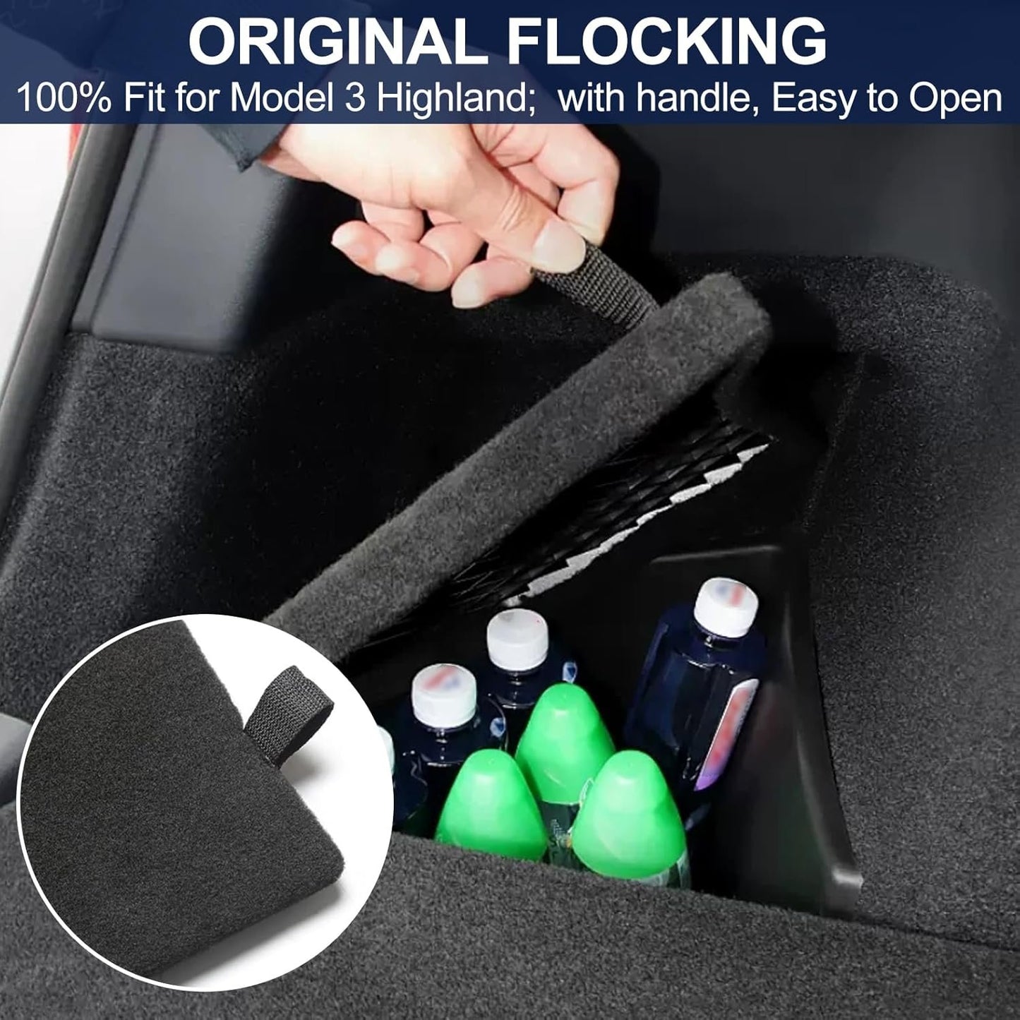 Car Trunk Organizer for Tesla Model 3 Highland 2025 2024, 2-Pack Rear Trunk Storage Boxes with Lids, TPE Waterproof Trunk Side Packets Tray Storage Bins Accessories