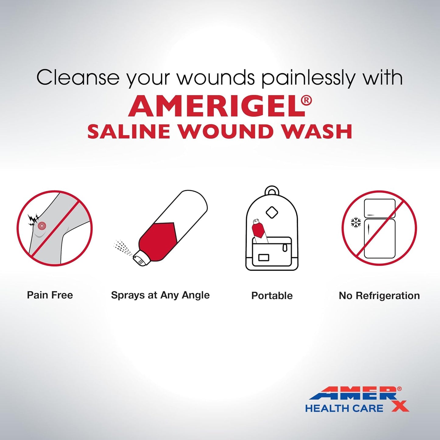 AMERIGEL - Saline Wound Wash - First Aid Cleansing Solution - Advanced Skin and Wound Care - 4 Fl. Oz.