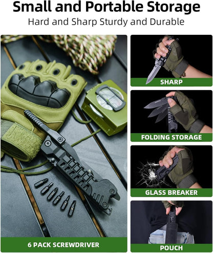 Multitool Camping Accessories 17 in 1 Fire Starting Sticks, Bottle Opener, Saw Screwdrivers Bottle Opener, Whistle, Window Breaker and More -Perfect for Camping, Outdoor, Survival, Gifts for Men Dad