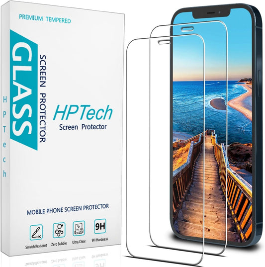 HPTech 2-Pack Screen Protector for iPhone 12 / iPhone 12 Pro 6.1-inch Tempered Glass, Case Friendly, Easy to Install
