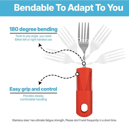 Carex Adaptive Utensils – Weighted Cutlery Set for Hand Tremors, Parkinson’s & Arthritis – Large Handled Easy Grip Silverware for Weak Grips – Seniors Aids & Elderly Assistance Dining Tool