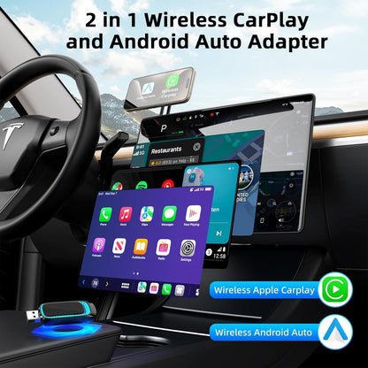 Wireless CarPlay Adapter for iPhone, 2024 Upgrade 2 in 1 Wireless Adapter CarPlay and Android Auto, Auto Connect, Wireless Car Play Adapter for Car CarPlay Wired Factory