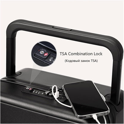 Suitcases Universal Hard Suitcases Large Capacity Luggage with USB Port Rechargeable Carry-on Luggage Security Password Suitcase Travel(Color:Black)
