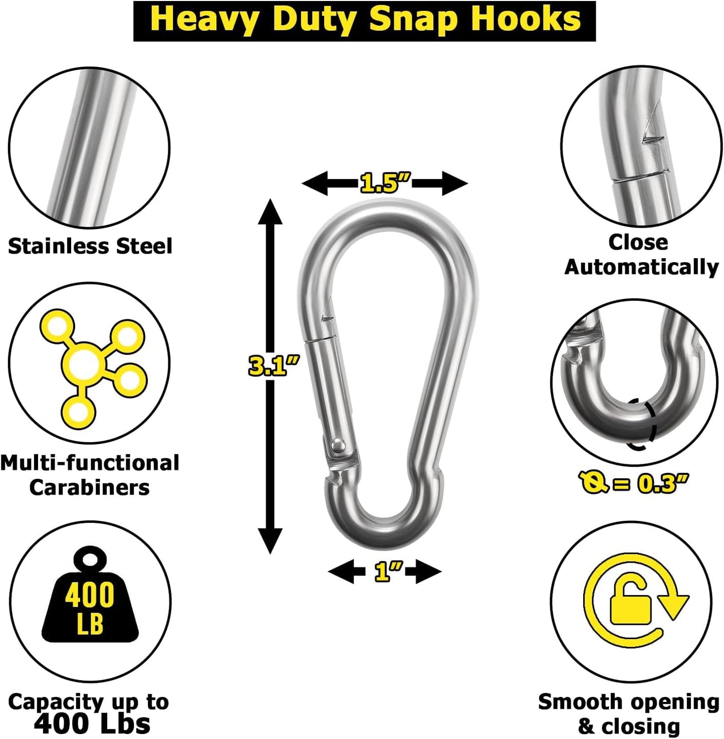 Emapoy 2 Pack Single D Handle with Rubber Handgrips and 2 Free Snap Hooks, High Strength Extension Stirrup Handle, Gym Exercise Cable Machine Attachment