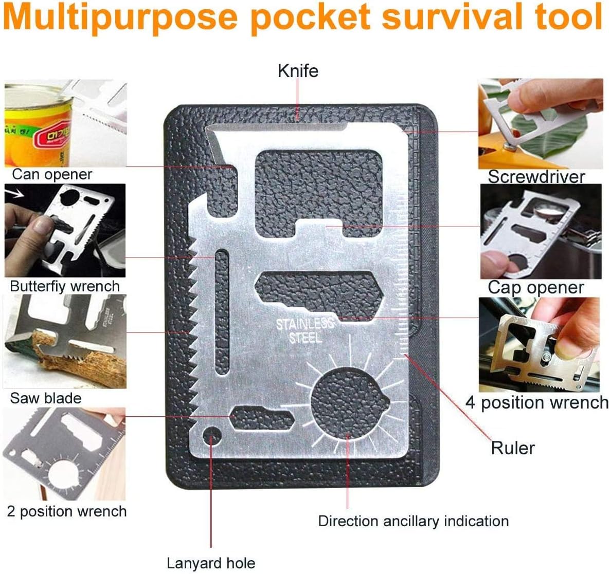 EZONEDEAL Survival Kit Outdoor Emergency Survival Tool Gear Kit for Camping Hiking Equipment Travelling or Adventures | Fire Starter, Compass, Blanket