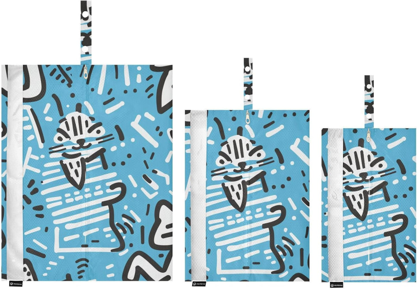 Abstract Cat 3pcs Travel Packing Storage Bags Reusable Bags For Clothes Travel Bags For Traveling Storage And Organization
