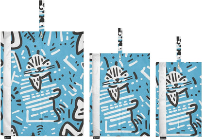 Abstract Cat 3pcs Travel Packing Storage Bags Reusable Bags For Clothes Travel Bags For Traveling Storage And Organization