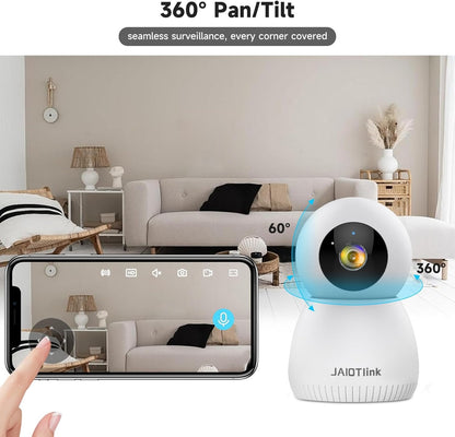 Indoor Camera, 5G & 2.4G WiFi Pet Camera with Phone APP,Security Cameras for Home with 360° Pan&Tilt,Night Vision,Motion Detection,2 Way Audio,SD or Cloud Storage,Work with Alexa, White