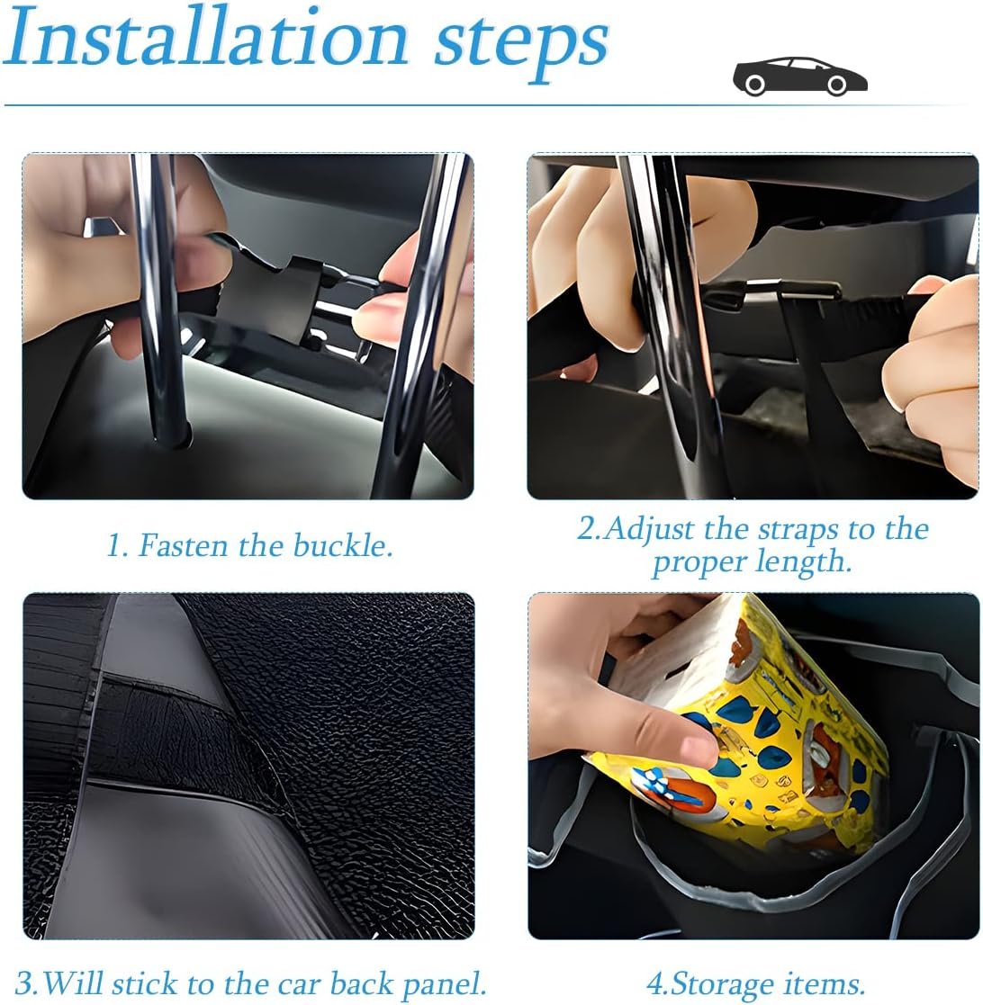 AUCELI Car Trunk Organizer, Backseat Hanging Large Storage with Adjustable Straps, Waterproof Collapsible Cargo Bag with 4 Pockets, Sturdy Space Saver Frees Trunk Floor for SUV, Truck, MPV