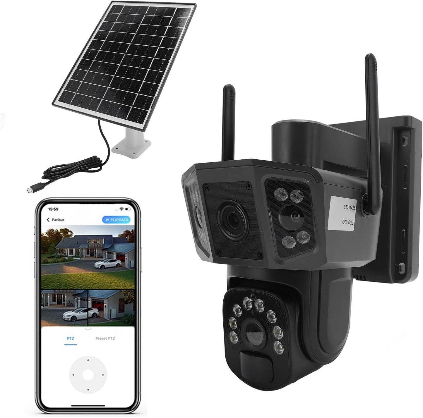 4K Security Camera with Solar Panel, WiFi 4G, Dual Lens, Color Night Vision, 2 Way Talk, 360Â° Pan 90Â° Tilt, Auto Tracking, Motion Detection, 8000mAh for Outdoor Use