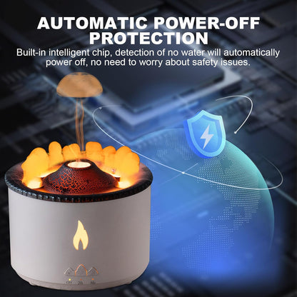 MINGPINHUIUS Volcano Flame Aroma Diffuser: 360ml Aromatherapy Humidifier Jellyfish/Flame 2 Mist Mode Air Humidifier Remote Control Super Quiet Oil Cold Mist Diffuser for Gym(Double Color Flame)