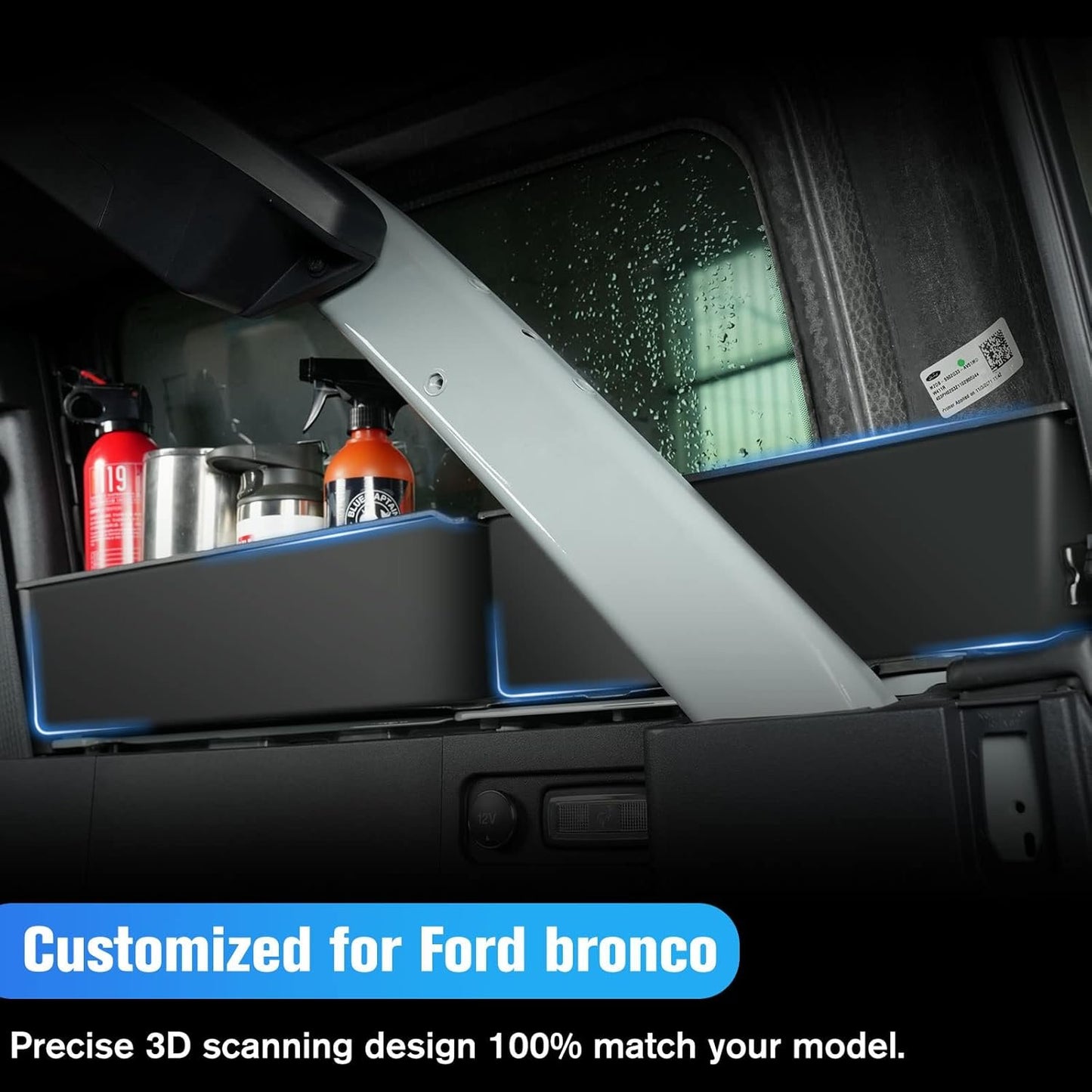 LitMiRaCle Trunk Storage Tray Organizers Rear Cargo Side Box is Applicable to Ford Bronco 2021 2022 2023 4 Door, Trunk Storage Box, Internal Accessories, Black Matte Finish