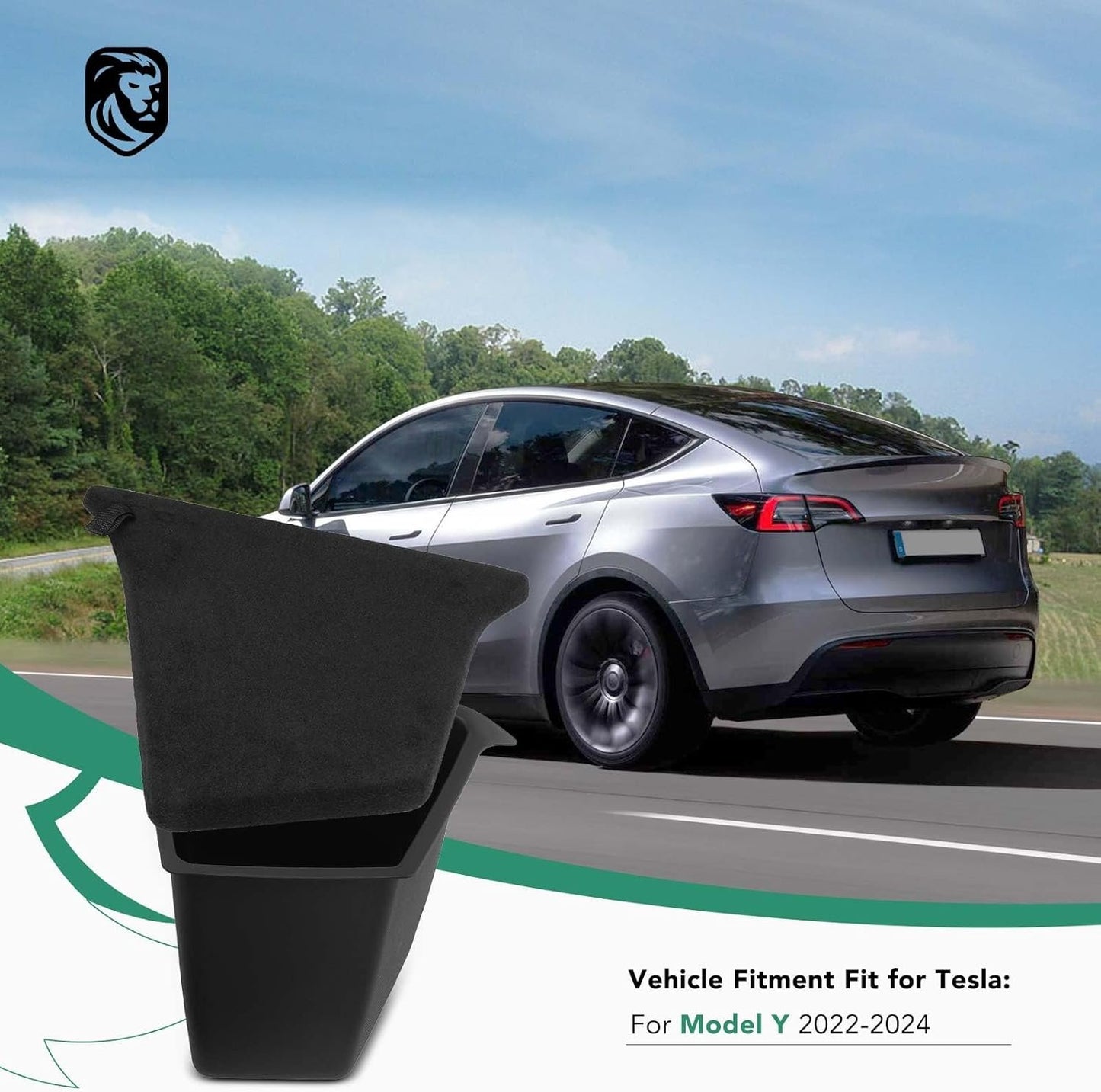 YHTAUTO 2 Pcs Trunk Side Organizer Storage Box with Lids Fit for Tesla Model Y Accessories 2022 2023 2024 Rear Trunk Storage Bins Flocking Waterproof Odorless (For 5-Seater, Not For 7-seat)