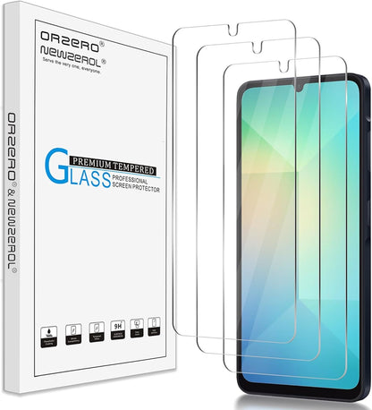 Orzero (3 Pack) Compatible for Samsung Galaxy A06, A05, A05s Tempered Glass Screen Protector, 2.5D Arc Edges, 9H Hardness, High Definition, Bubble-Free
