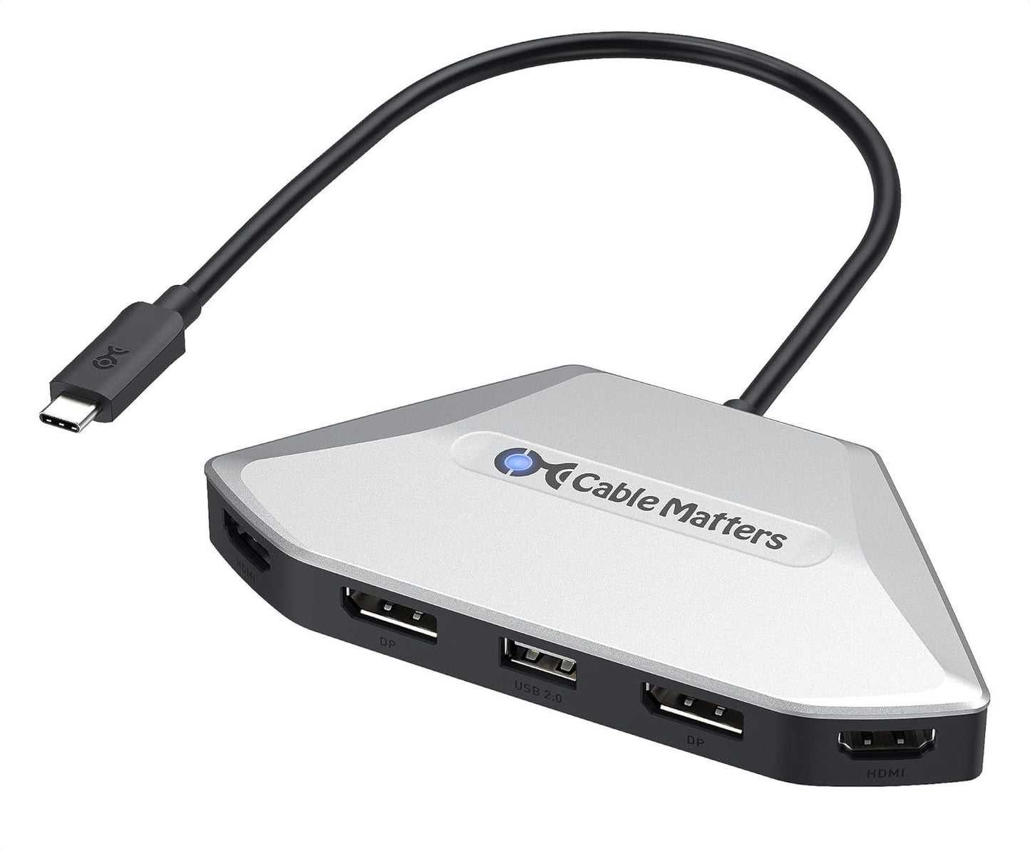 Cable Matters 4K Quad Display USB C MST Adapter, Windows Only, Supports Up to [8K@60Hz / 4X 4K@60Hz Video, 140W Charging], USB C Hub with 2X DisplayPort 2.1 and 2X HDMI 2.1, Thunderbolt 4/5 Compatible