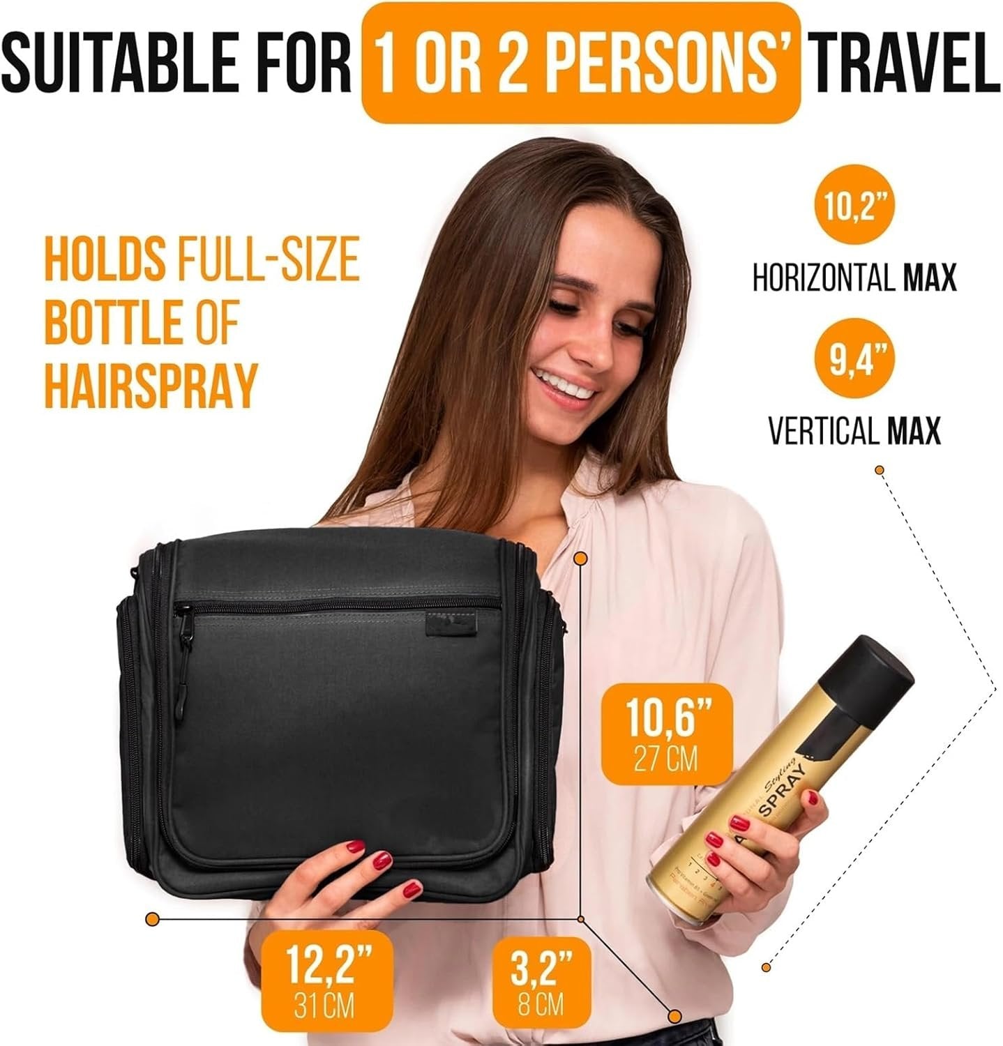 YChoolco Travel Toiletry Bag for Men & Women Large Hanging Toiletry Organizer Waterproof Hygiene Bag with Metal Swivel Hook for Toiletry