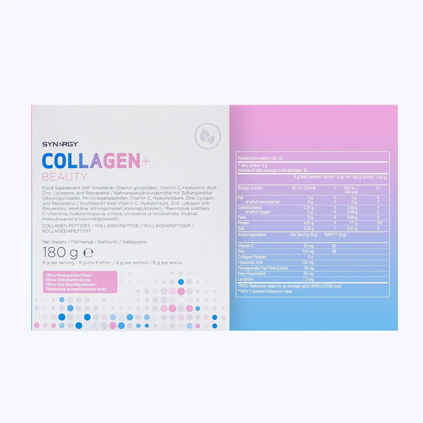 Synergy Worldwide Collagen+ Beauty 180g | 5000mg Marine Collagen | Hyaluronic Acid, Resveratrol, Vitamin C and Zinc | Skin, Hair, Nails and Joints | 30 Servings